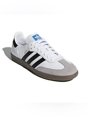 ADIDAS - Samba Leather Trainer in White, Black & Gray Size Women’s 7